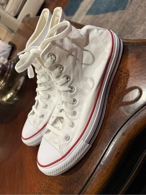 High-top white converse chuck taylors